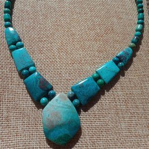 Jay King dtr Sterling Silver Statement Chrysocolla Necklace. 18"